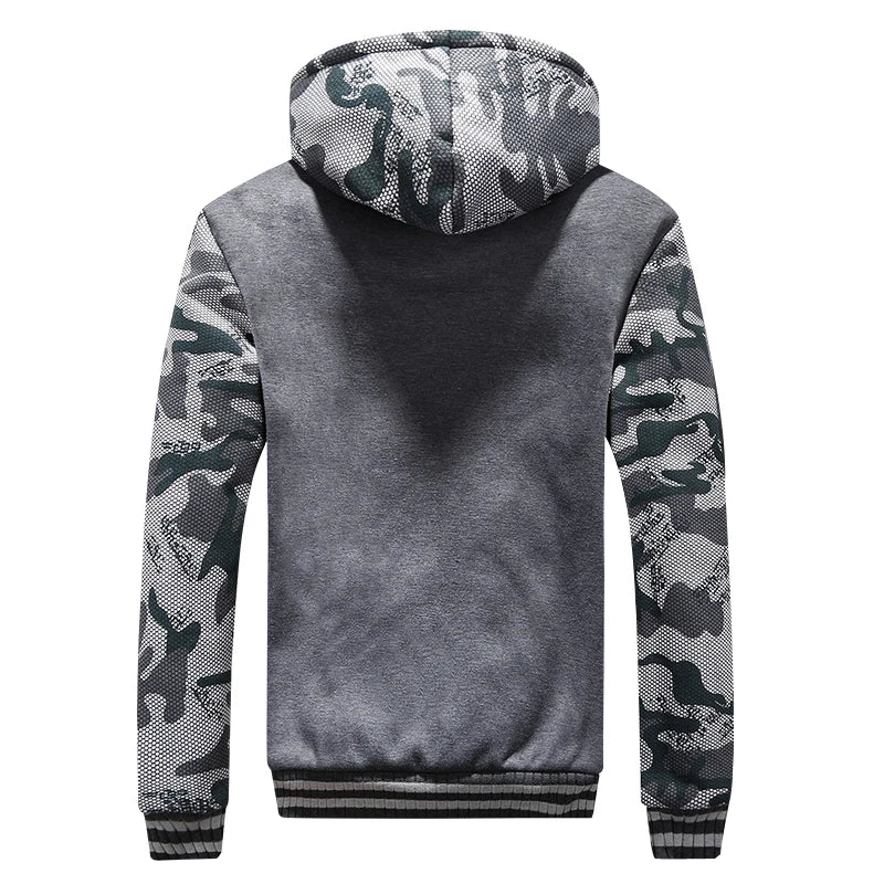 Winter Jacket Men Warm Coat Thick Fleece Male Zipper Hooded Jackets Casual Hooded Sportswear Outerwear Long Sleeves Sports Hoody