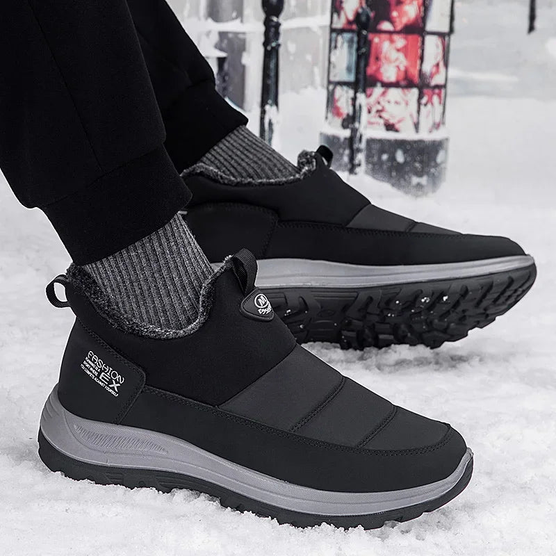 Men Boots Waterproof Winter Lightweight Snow Boots Thick Warm Fur Men Shoes Plus Size Unisex Ankle Boots Slip On Casual Shoes