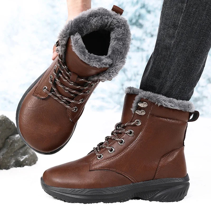 Winter Snow Barefoot Boots for Men Keep Warm Waterproof Winter Shoes Latest 2025 Fashion Design Non Slip Platform Snow Boots Men