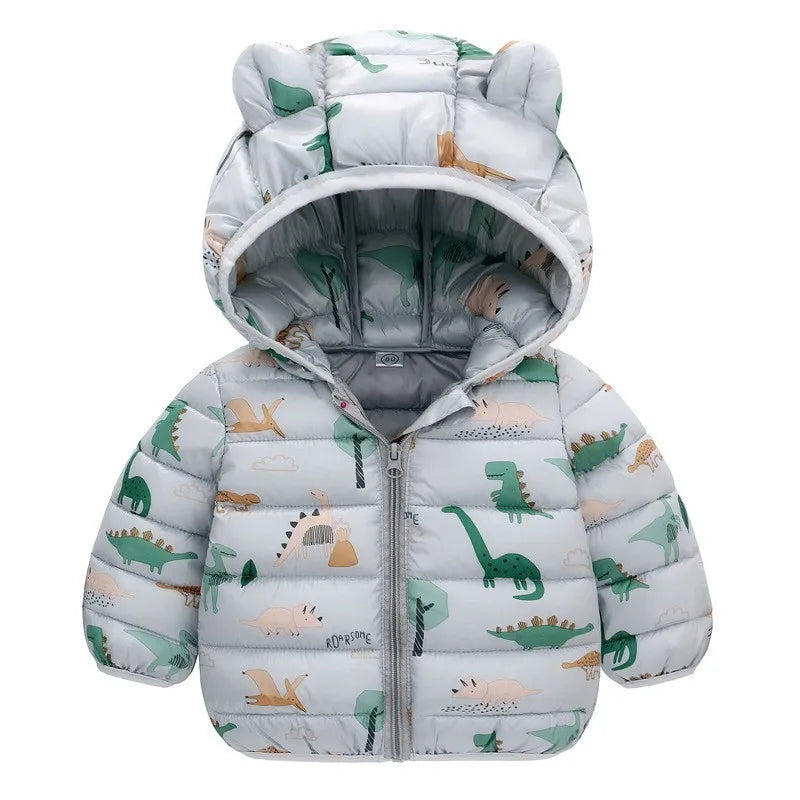Boys Girls Lightweight Down Jacket Baby Hooded  Zipper Coats Autumn Winter Warm Outerwear 0-5 Years Kids Christmas Birthday Gift