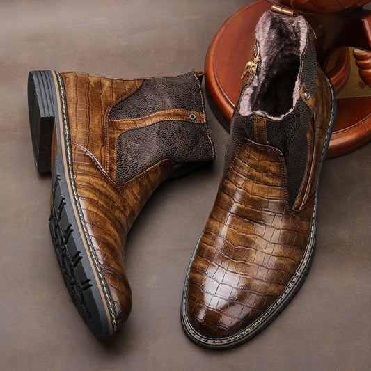 Men's Fashion Leather Snow Boots