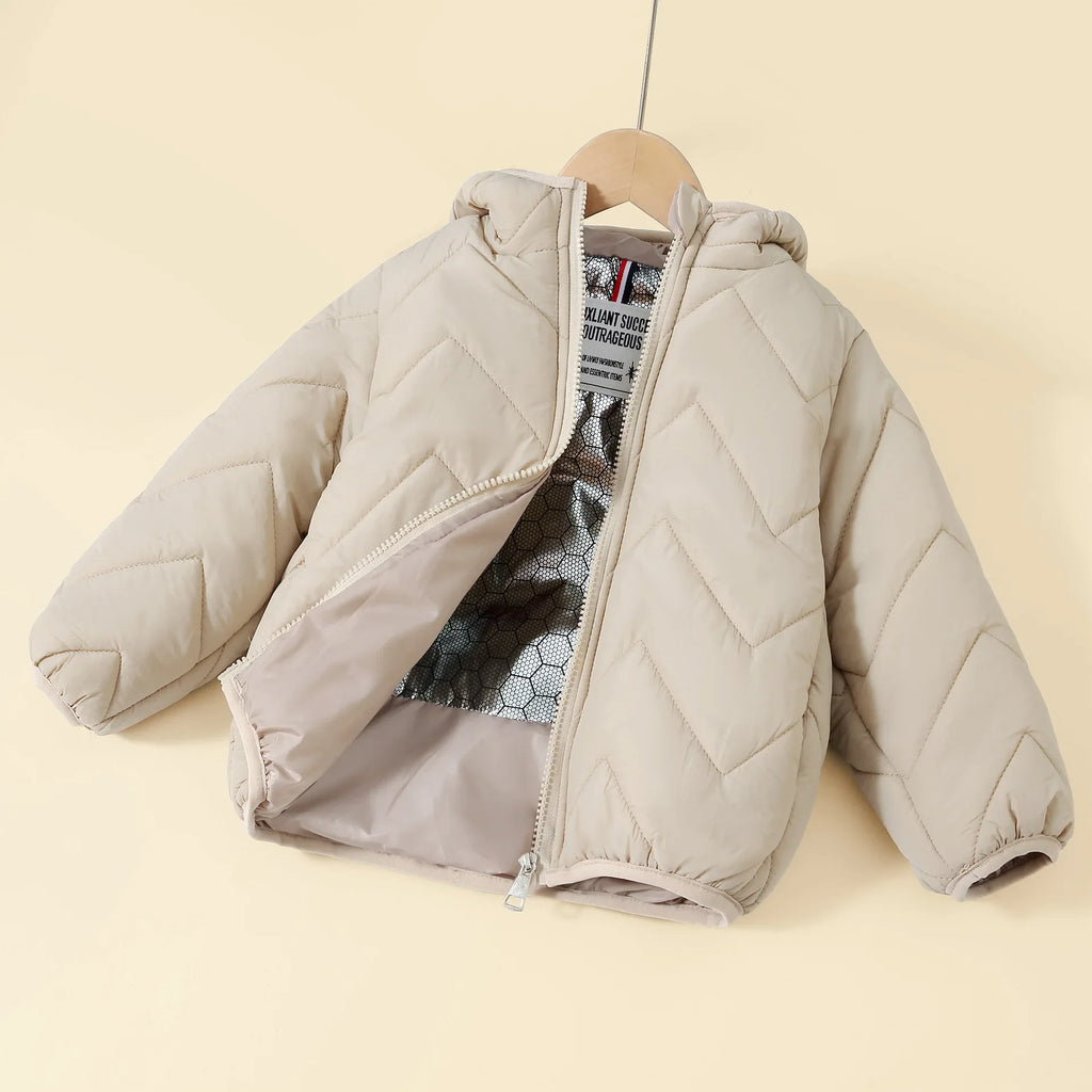 Winter Children's Jacket Girl 0-7Y Kids Boy Lightweight Hooded Padded Jacket Chevron Quilted Warm Down Cotton Coat Outerwear