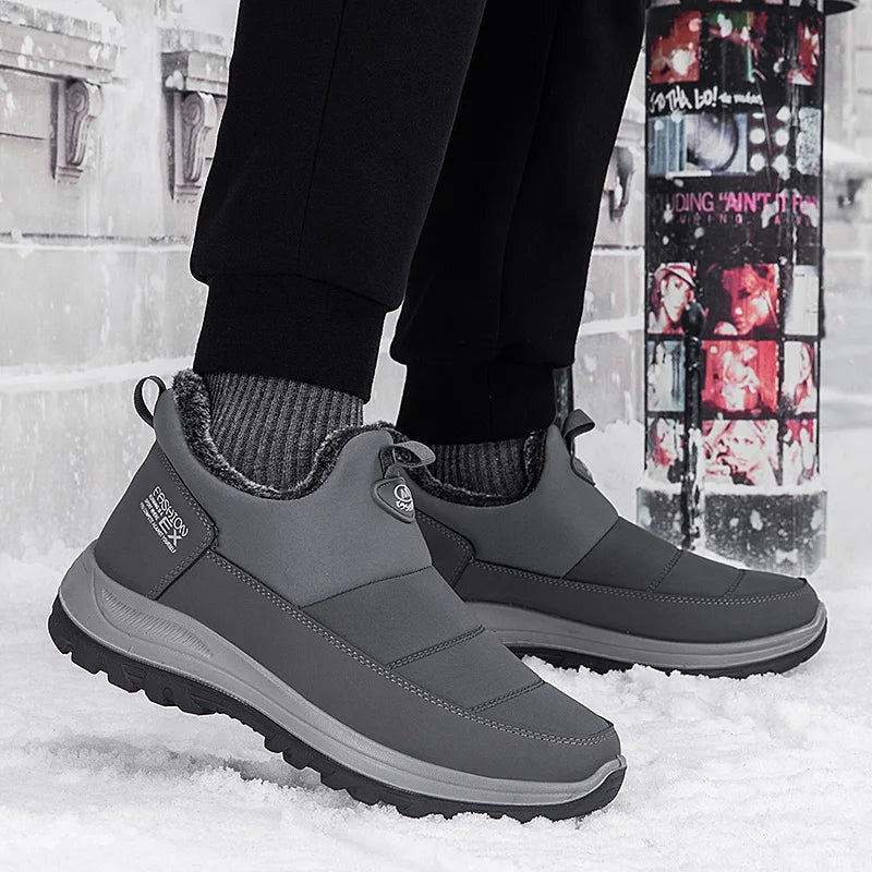 Men Boots Waterproof Winter Lightweight Snow Boots Thick Warm Fur Men Shoes Plus Size Unisex Ankle Boots Slip On Casual Shoes