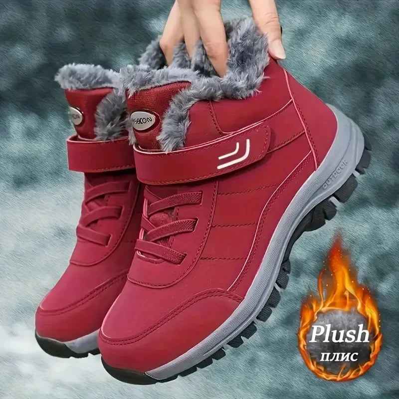 Winter Snow Boots Women Shoes Warm Breathable Hiking Shoes Women Anti-slip Flat Bottom Ankle Boots Short Plush Men Shoes Women