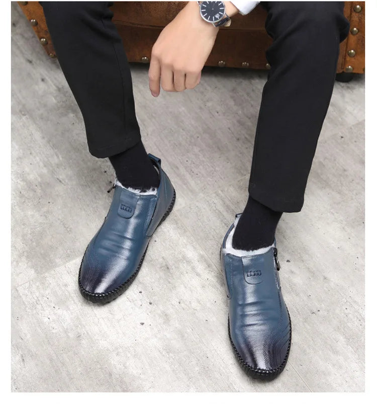 2025 Natural Wool Winter Shoes Men Genuine Leather Warmest Snow Boots Army Homme Walking Botas Hombre Platform Boots