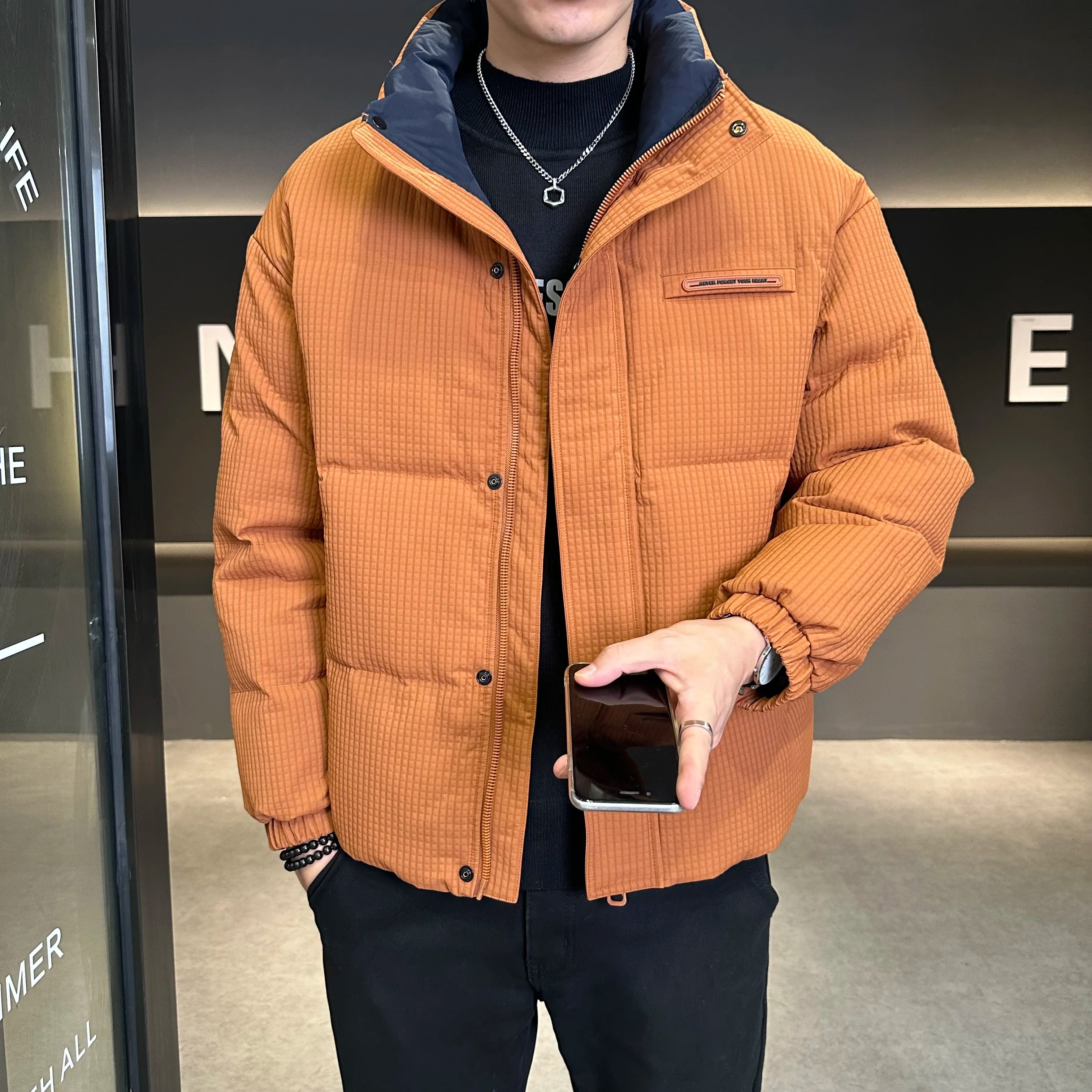 Winter New Shorts high-end White Duck Down Jacket Men Waterproof Casual Outdoor Portable Lightweight Plaid Male Padded Coats