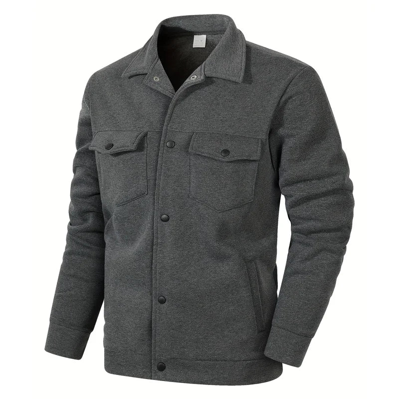 Men's winter fleece jacket - multi pocket, soft and warm casual outerwear, suitable for daily/outdoor/business leisure occasions