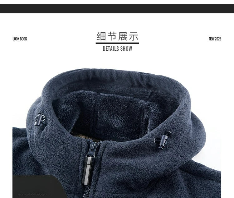 COMXZ 2025 Winter Fleece Jacket Mens England Thick Wool Coat Normcore Design Warm Fashion Hooded Jackets Snow Ski Suit Hoodie
