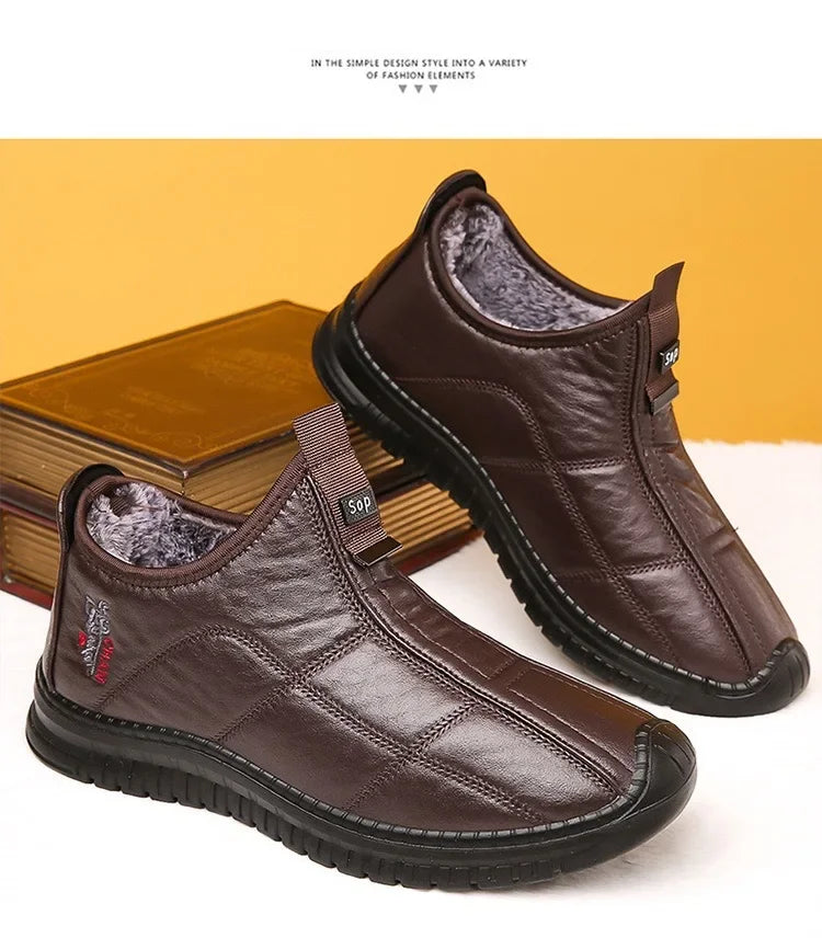 Winter men's boots are warm waterproof non slip thick walking boots, and oversized work shoes for men aged 38-48 platform boots