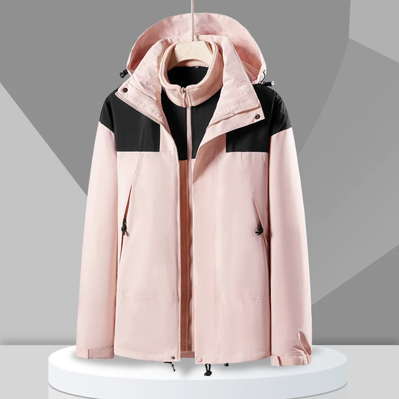 Winter Hiking Jackets Warm Windbreaker Outerwear Waterproof Windproof Jacket Men Skiing Camping Women Coats Hooded Fleece Jacket