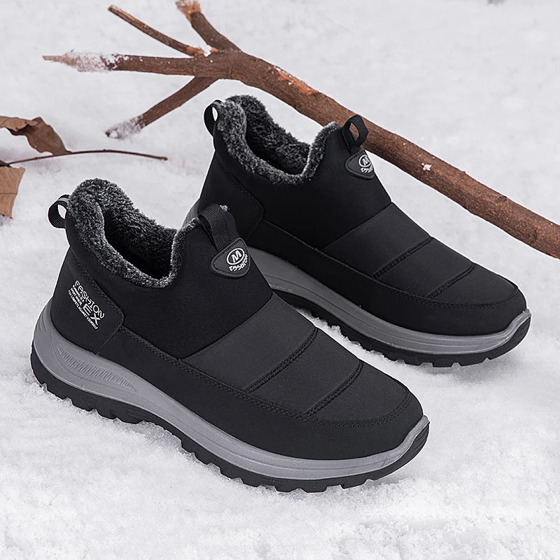 Men Boots Waterproof Winter Lightweight Snow Boots Thick Warm Fur Men Shoes Plus Size Unisex Ankle Boots Slip On Casual Shoes