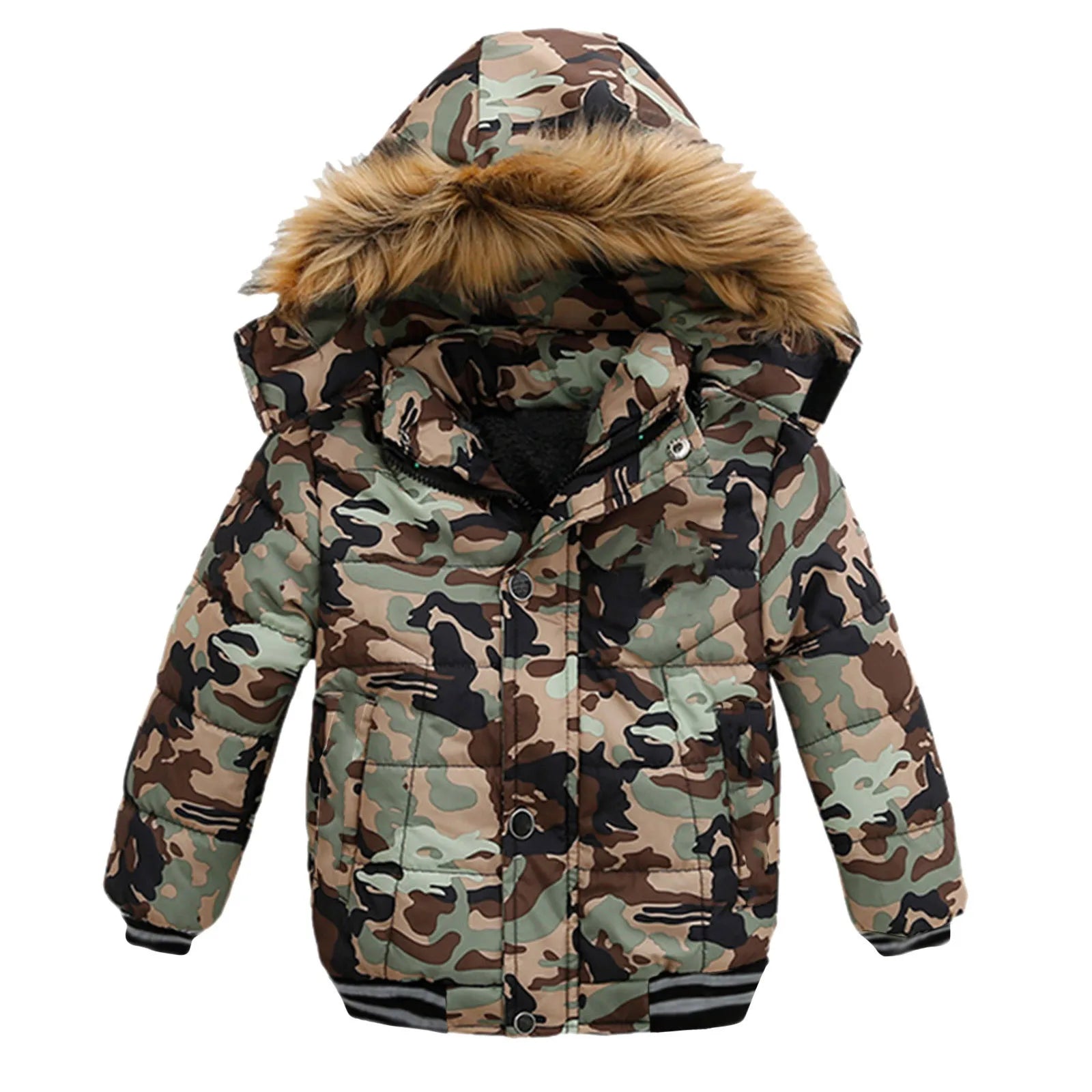 2025 Winter Children Warm Clothing Boys Down Jacket Baby Polyester Fiber Hooded Coat Thicken Outerwear Kids Solid Color Parka