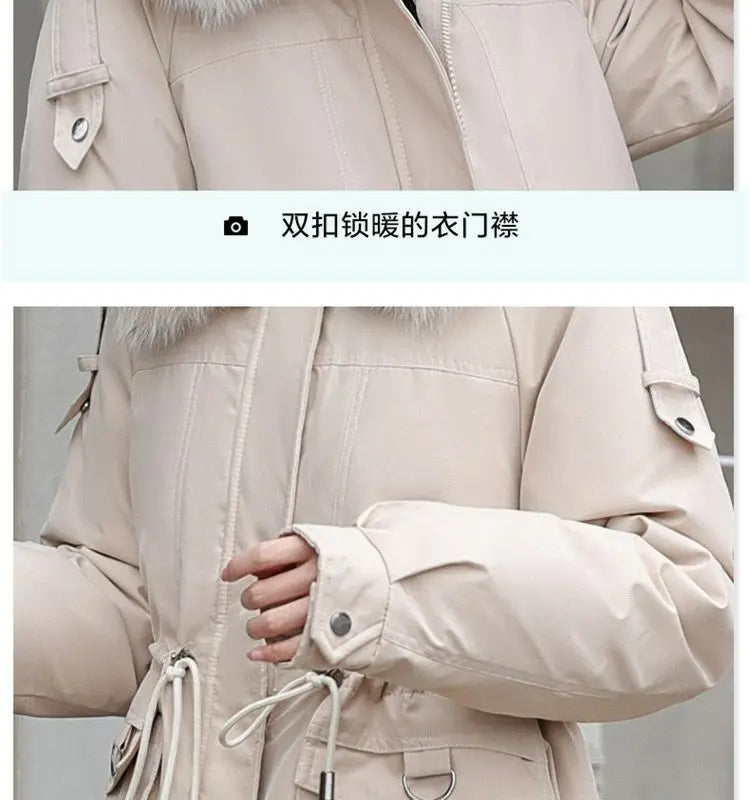 Winter Coat 2024 New Thicken Parker Women's Warm Detachable Inner Down Cotton Jacket Female Loose Warm Hooded Parkas Overcoat