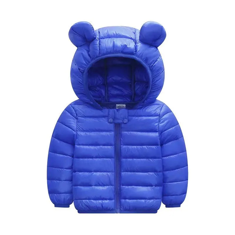 Boys Girls Lightweight Down Jacket Baby Hooded  Zipper Coats Autumn Winter Warm Outerwear 0-5 Years Kids Christmas Birthday Gift