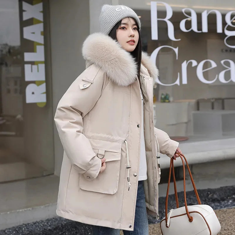 Winter Coat 2024 New Thicken Parker Women's Warm Detachable Inner Down Cotton Jacket Female Loose Warm Hooded Parkas Overcoat