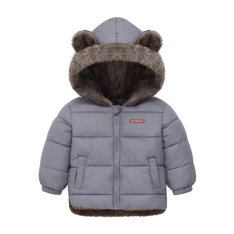 Winter Boys Cashmere Padded Jackets Children's Girls Hooded Outerwear Thick Fleece Warm Casual Coat New Christmas Birthday Gift