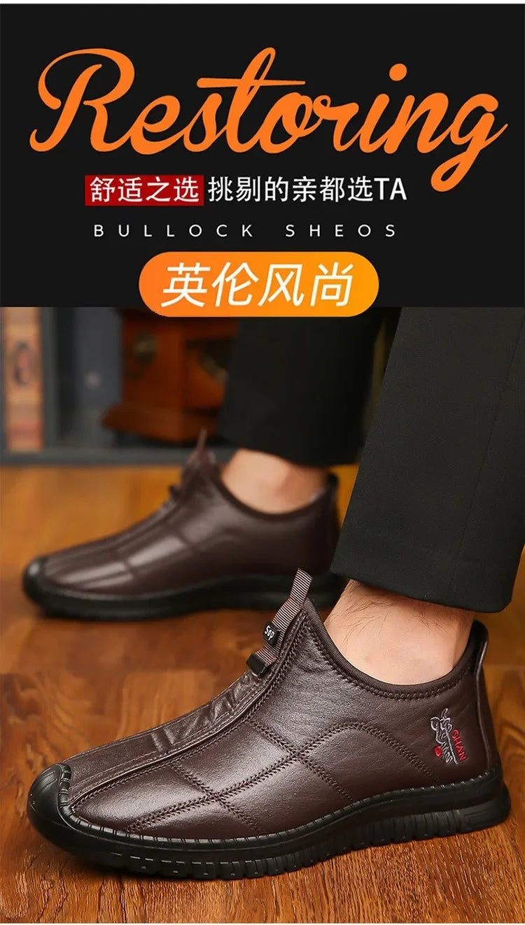 Winter men's boots are warm waterproof non slip thick walking boots, and oversized work shoes for men aged 38-48 platform boots