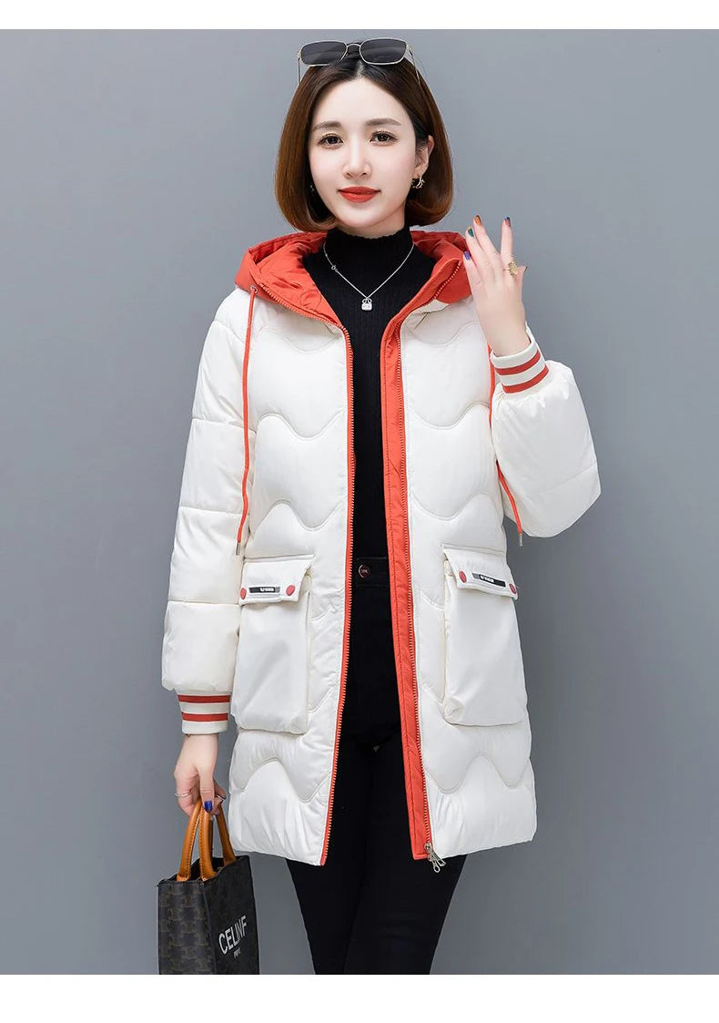 Long Winter Jacket Women Down Cotton Coats 2024 New Cotton Padded Puffer Parka Coat Women Hooded Outwear Thicken Warm Jacket 4XL