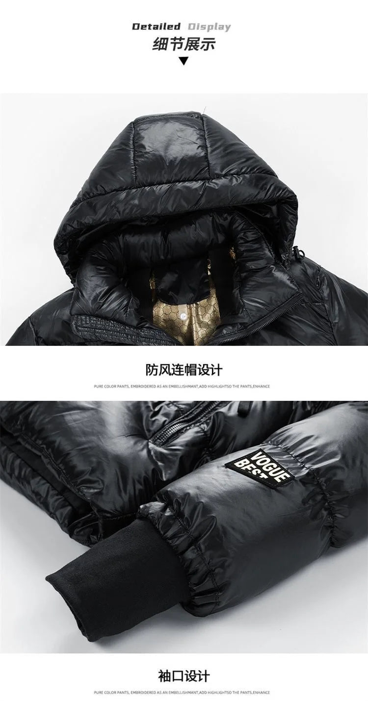 2024 Autumn and Winter New Fashion Thickened Warm Large Size Hooded Cotton-Padded Jacket Men's Casual Loose Windproof Coat M-5XL