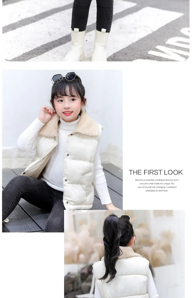 Autumn Winter New Boys Girls Sleeveless Hooded Vest Jacket Cartoon Print Coat Kids Warm Vest Outwear Clothes