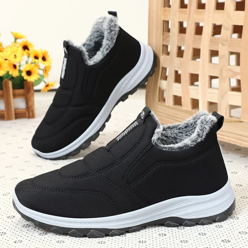 Classic Black Unisex Snow Boots Waterproof Winter Boots for Men & Women Anti-Slip Thermal Plush Lined Ankle Boots Outdoor Hiking