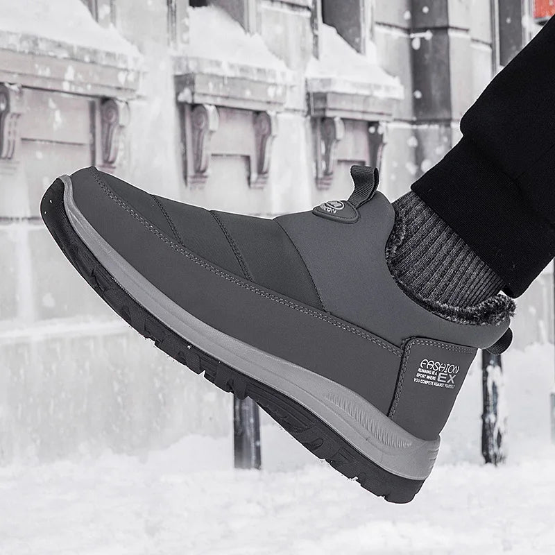 Men Boots Waterproof Winter Lightweight Snow Boots Thick Warm Fur Men Shoes Plus Size Unisex Ankle Boots Slip On Casual Shoes