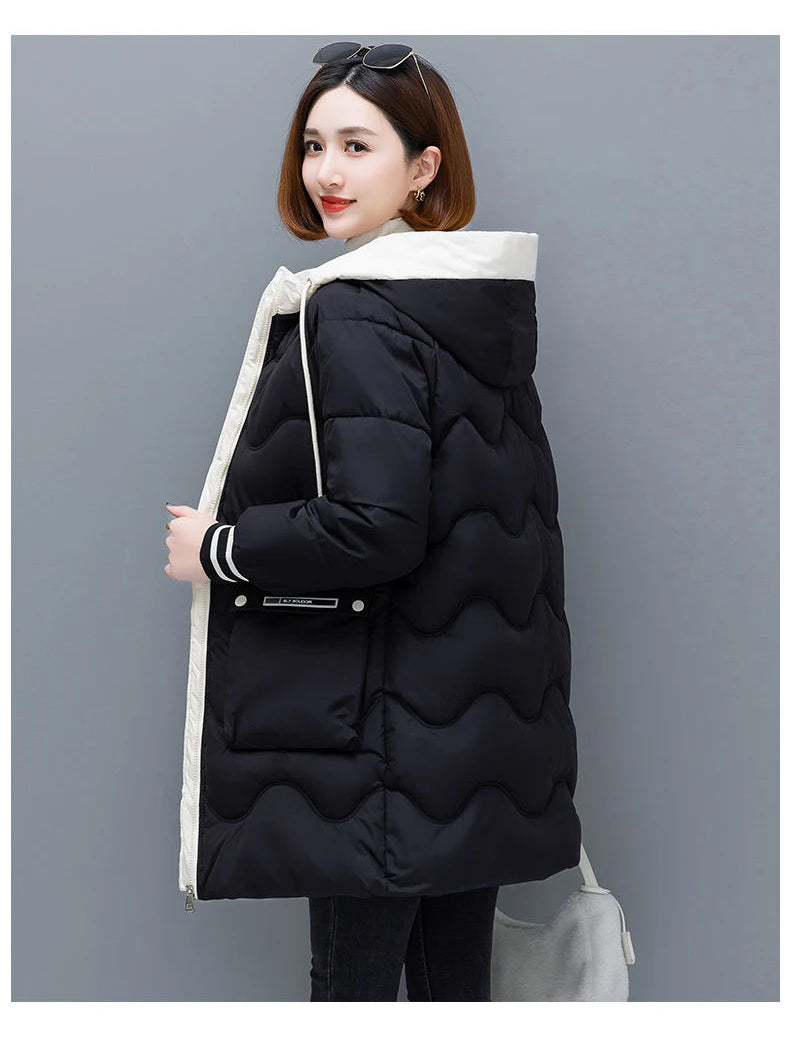 Long Winter Jacket Women Down Cotton Coats 2024 New Cotton Padded Puffer Parka Coat Women Hooded Outwear Thicken Warm Jacket 4XL