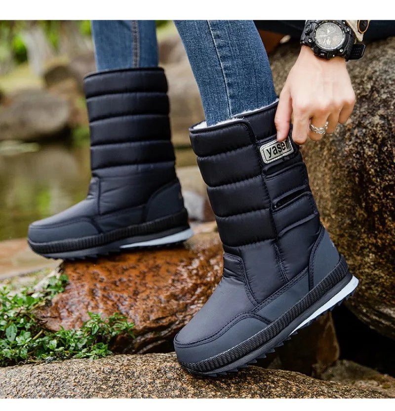 Men's Mid-calf Snow Boots Winter Plush Warm Cotton Boot Fashion Casual High Top Boots for Men Non-slip Platform Boots Big Size47