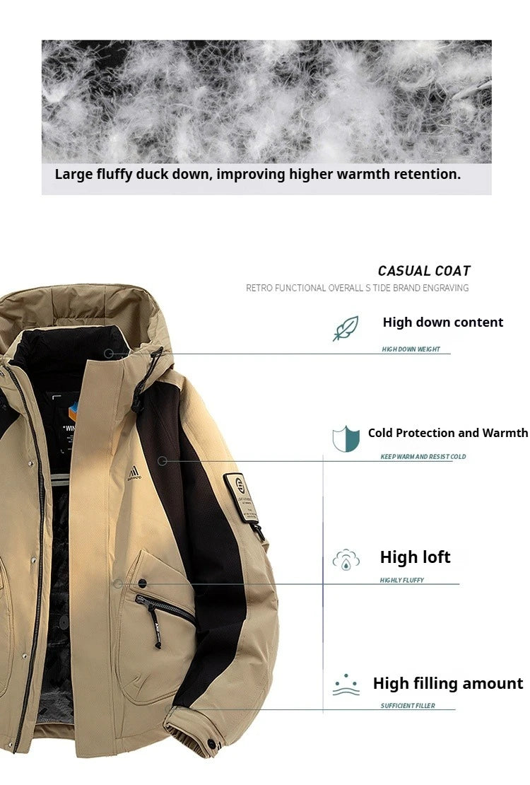 Winter Down Jacket - Outdoor Spliced Parka Outerwear