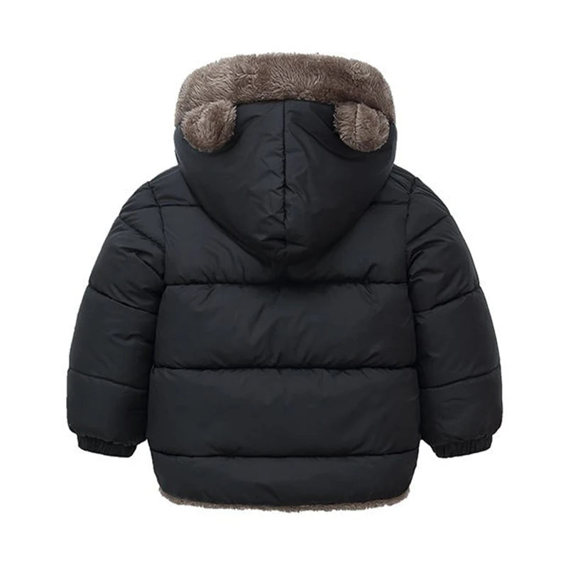 Winter Boys Cashmere Padded Jackets Children's Girls Hooded Outerwear Thick Fleece Warm Casual Coat New Christmas Birthday Gift