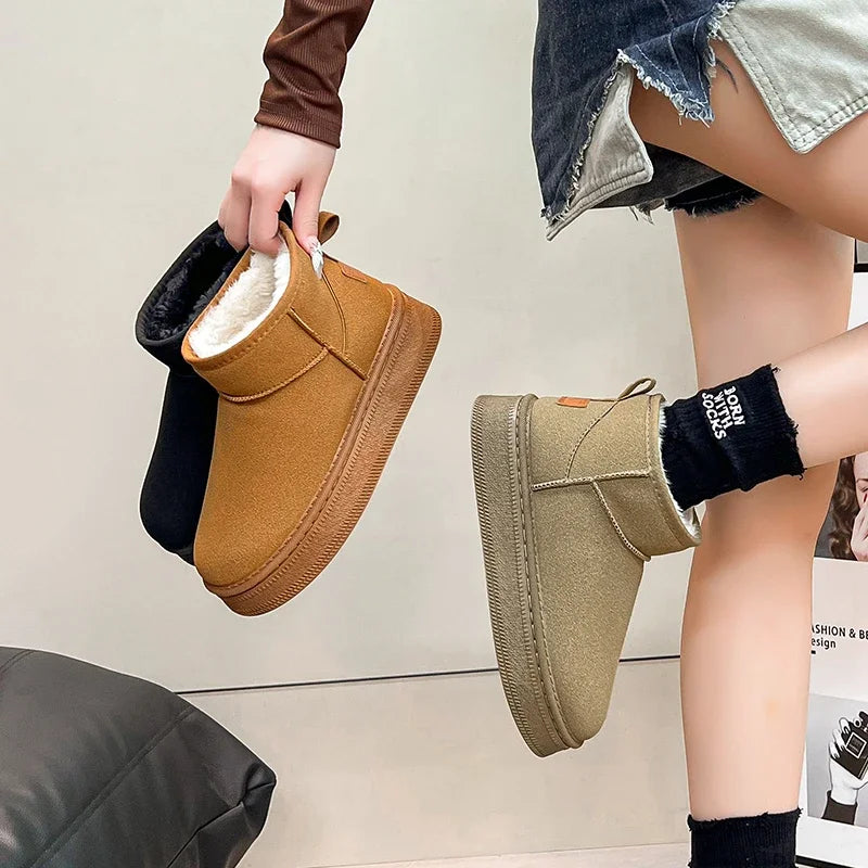 Winter warm cotton shoes for new style, thickened outer wear, slip-on short boots, anti-slip snow ground casual shoes, versatile