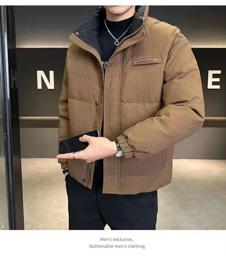 Winter New Shorts high-end White Duck Down Jacket Men Waterproof Casual Outdoor Portable Lightweight Plaid Male Padded Coats