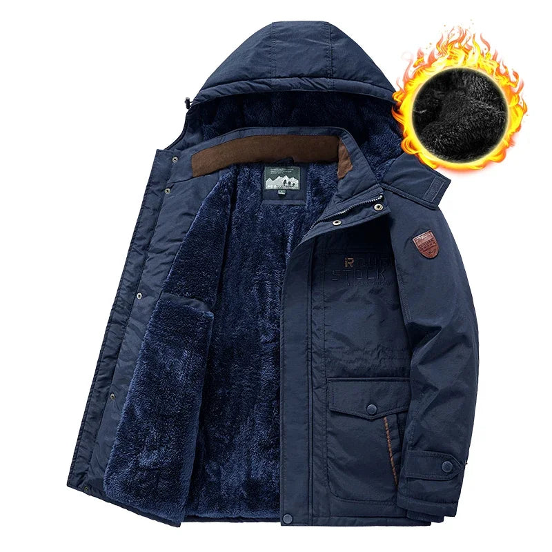 Winter Thicken Warm Men's Winter Jackets Casual Zipper Up Fleece Lining Jacket Windproof Thermal Parka Coat Outwear Clothing