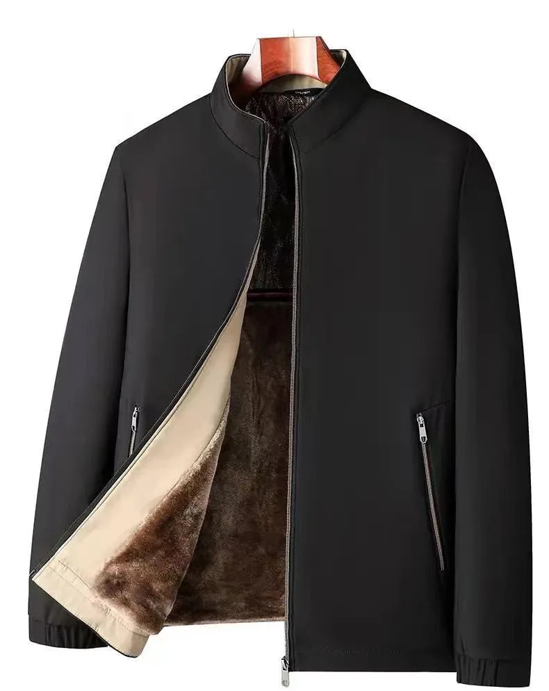 Winter New Fashionable Solid Color Plus Velvet Thick Warm Windproof Jacket for Men's Casual Loose Sports Large Size Jacket L-4XL