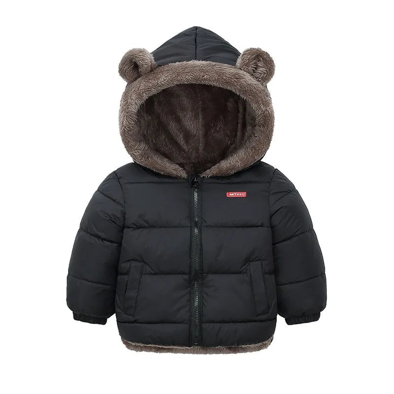 Winter Boys Cashmere Padded Jackets Children's Girls Hooded Outerwear Thick Fleece Warm Casual Coat New Christmas Birthday Gift