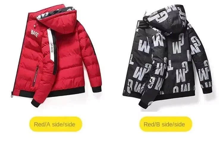 Men Autumn Winter Cotton Jacket Warm Comfortable Padded Thickened Down Jacket 2025 New Double-Sided Clothes Removable Cap M-6XL