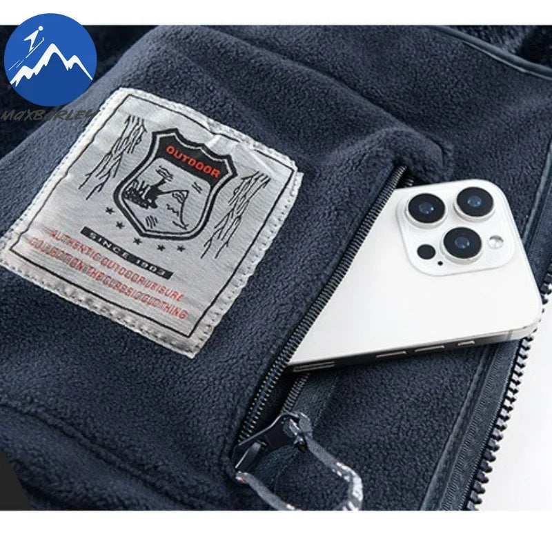 Mens Retro Fleece Clothing Coat Autumn Winter Fashion Graphenewarm Hooded Jacket Jogger Hiking Sports With Thick Cardigan Jacket