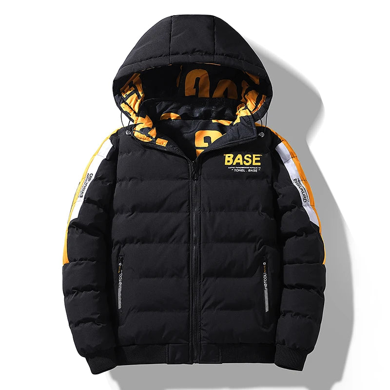 Winter Men's Cotton Jacket Fashion Warm Comfortable Padded Thickened Down Jackets Coat New Double-Sided Clothes Removable Cap
