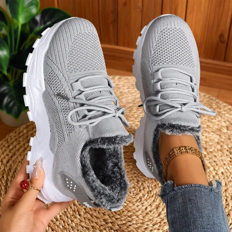 Sneakers Women's Winter Warm Sports Shoes Non Slip Soles Suitable for Cold Weather Outdoor Walking Sports Shoes Ladies Sneakers