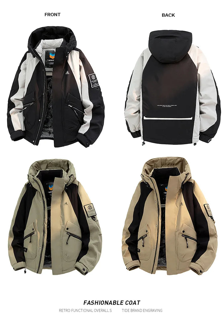 Winter Down Jacket - Outdoor Spliced Parka Outerwear