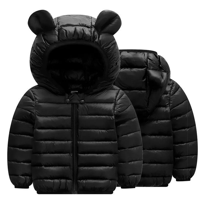 Boys Girls Lightweight Down Jacket Baby Hooded  Zipper Coats Autumn Winter Warm Outerwear 0-5 Years Kids Christmas Birthday Gift