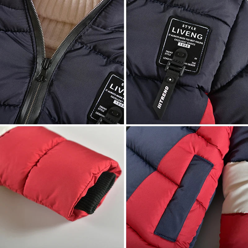 Boys' Letter Print Hooded Winter Coat