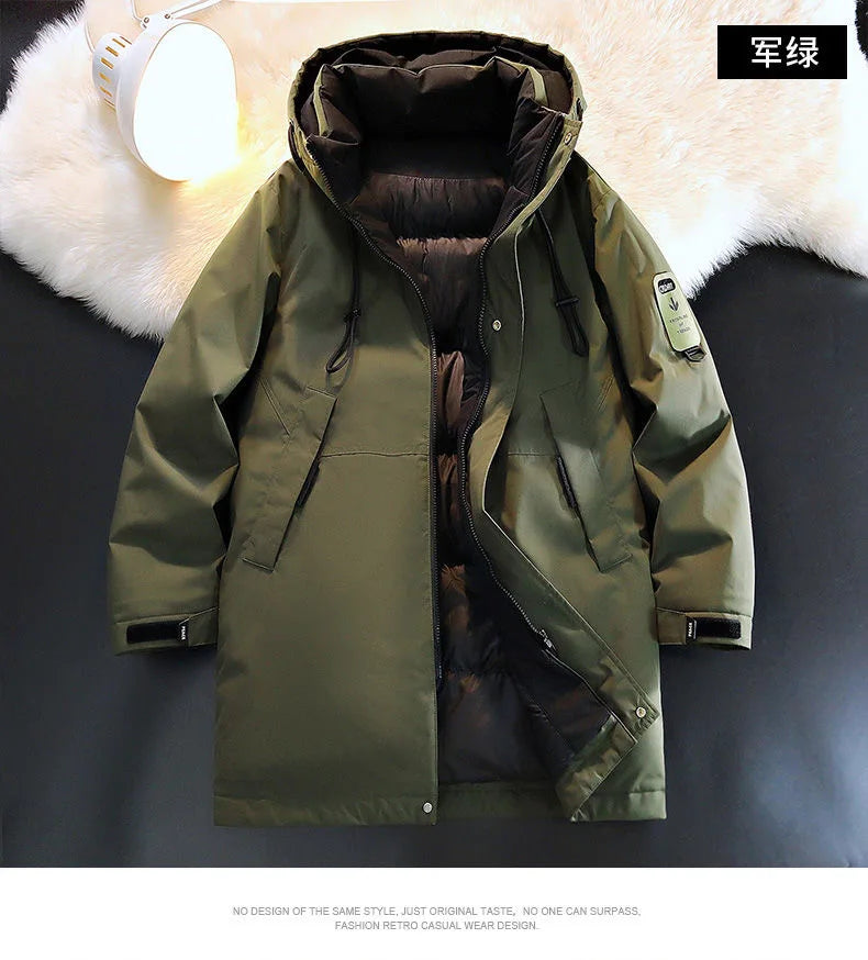 2024 Autumn/Winter New Fashion Solid Color Thick Warm Hooded Coat Men's Casual Loose High-Quality Plus-Size Cotton-Padded Jacket