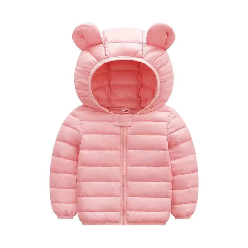 Boys Girls Lightweight Down Jacket Baby Hooded  Zipper Coats Autumn Winter Warm Outerwear 0-5 Years Kids Christmas Birthday Gift