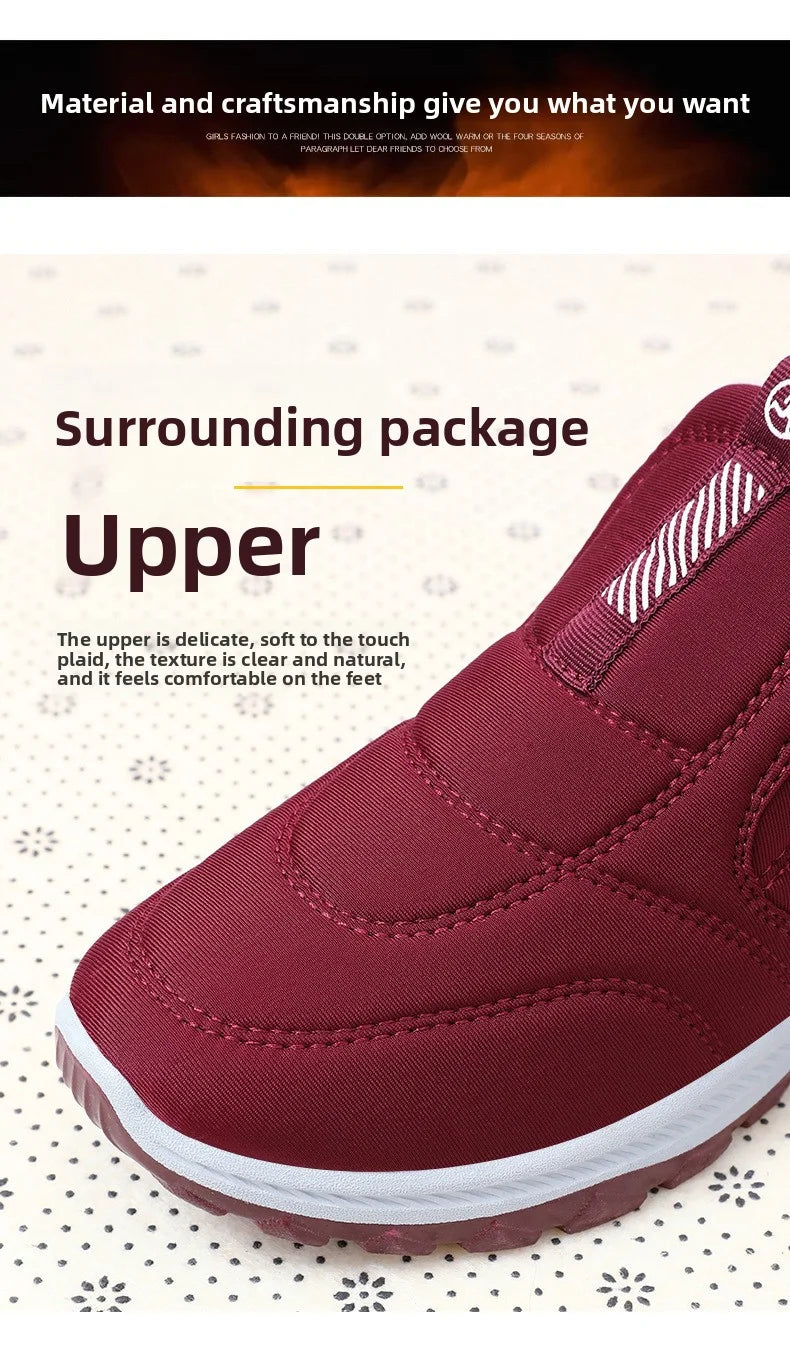 Women's Boots 2025 Winter Shoes For Women Ankle Boots Warm Fur Botas Mujer Waterproof Low Heels Snow Boots Winter Flat Shoes