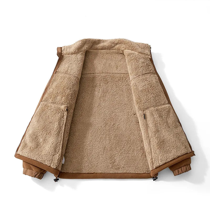 Winter Polar Fleece Jacket Men Warm Thicken Fleece Clothing Coats Men Outdoor Windproof Stand Collar Full Zipper Hiking Jacket