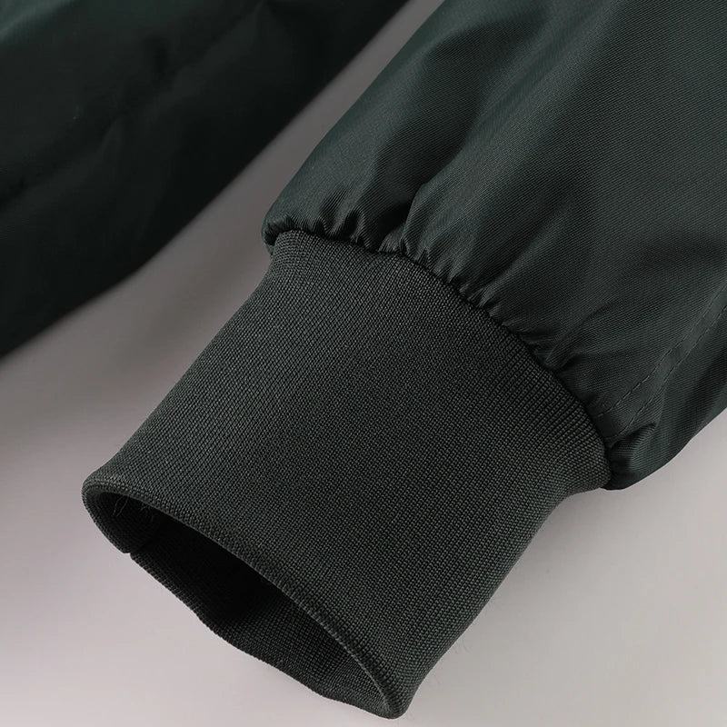 Winter Men's Black Padded Jacket Removable Hood Durable Windproof Fabric Embroidery Decorative Side Pockets Sleeve Zipper