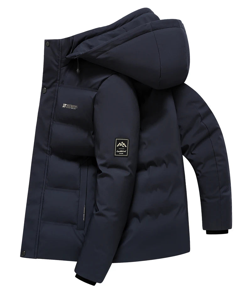 Men's Outdoor Winter Coat Parkas Middle-aged and Elderly Padded Men's Down Warm Padded Jacket Winter Removable Hooded Parkas