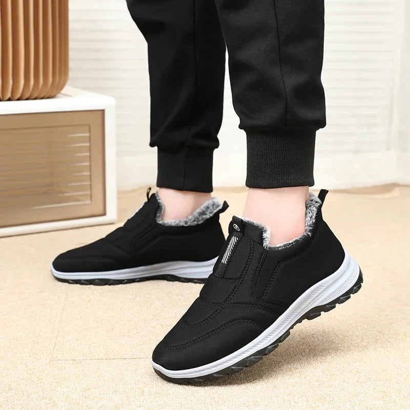 Classic Black Unisex Snow Boots Waterproof Winter Boots for Men & Women Anti-Slip Thermal Plush Lined Ankle Boots Outdoor Hiking