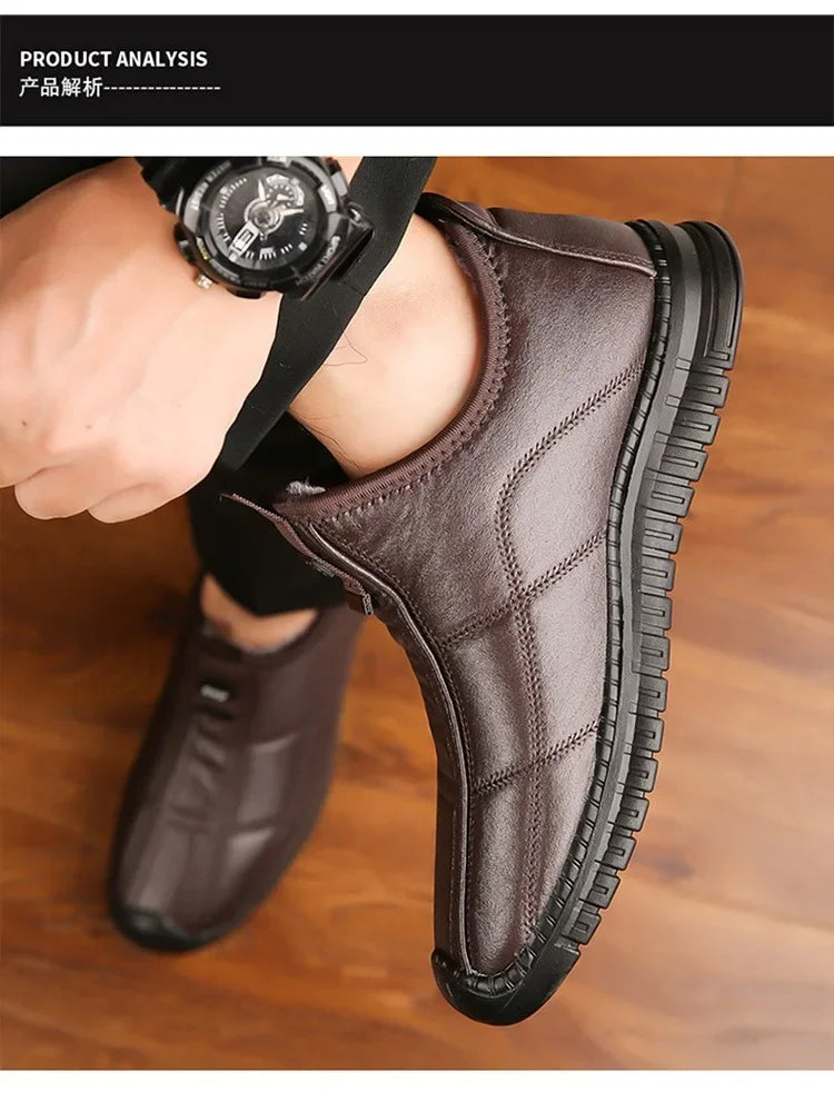 Winter men's boots are warm waterproof non slip thick walking boots, and oversized work shoes for men aged 38-48 platform boots